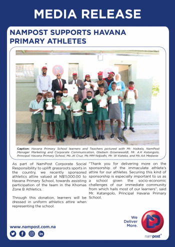 Nampost Supports Havana Primary Athletes